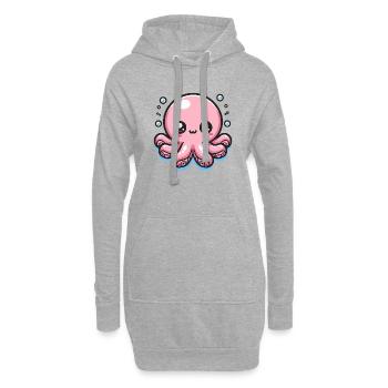 Mignon Kawaii Pink Octopus - Sweat-shirt à capuche long Femme - gris chiné - Devant
