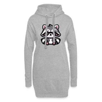 Niedliches Kawaii-Waschbär-Baby - Hoodie-Kleid - Grau meliert - Vorne