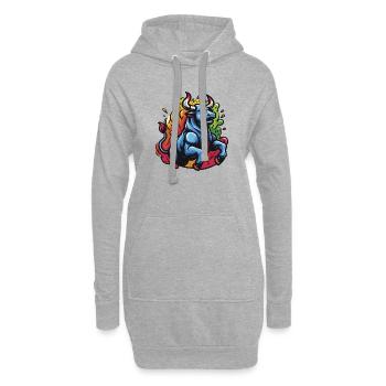 Taureau enragé coloré - 1 - Sweat-shirt à capuche long Femme - gris chiné - Devant