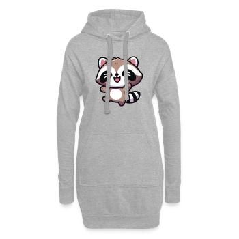 Mignon Kawaii Happy Raccoon - Sweat-shirt à capuche long Femme - gris chiné - Devant