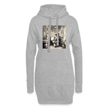 Hund, der im Badezimmer Zeitung liest ,retro look - Hoodie-Kleid - Grau meliert - Vorne