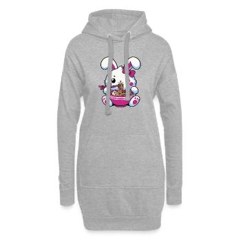 Lapin mignon kawaii mangeant des ramen - Sweat-shirt à capuche long Femme - gris chiné - Devant