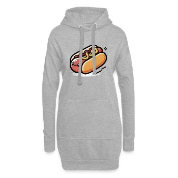 Niedlicher Kawaii Hot Dog - Hoodie-Kleid - Grau meliert - Vorne