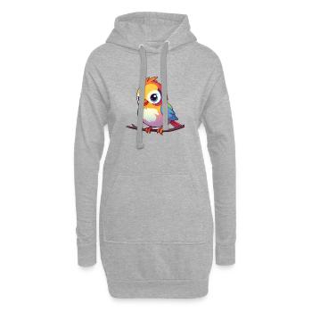 Moineau arc-en-ciel - Sweat-shirt à capuche long Femme - gris chiné - Devant