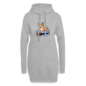 Art du parcours d’agilité Corgi déterminé - Sweat-shirt à capuche long Femme - gris chiné - Devant