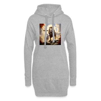 A strong Lion and a Lamb 2 - Hoodie-Kleid - Grau meliert - Vorne