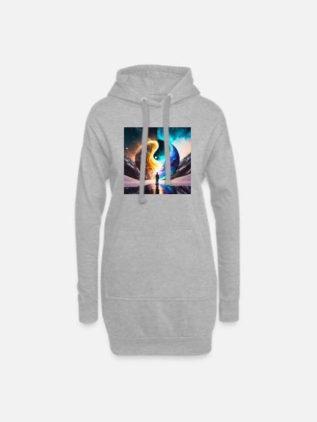Glühwürmchen Person Ying Yang 33274 - Hoodie-Kleid - Grau meliert