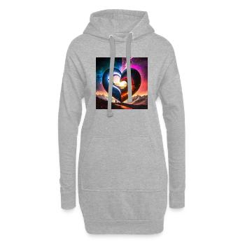 Glühwürmchen Liebe Ying Yang - Hoodie-Kleid - Grau meliert - Vorne