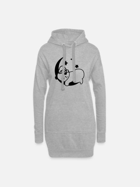 joli panda mingion qui dors - Sweat-shirt à capuche long Femme - gris chiné