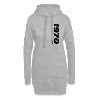 Années 1970 - Sweat-shirt à capuche long Femme - gris chiné - Devant