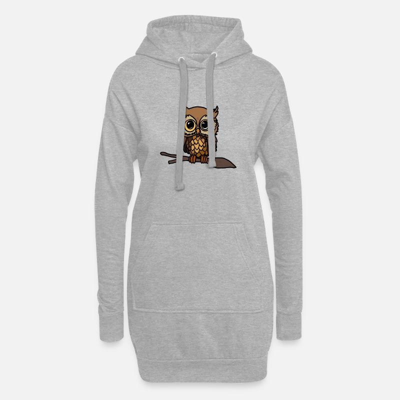Eule - Hoodie-Kleid - Grau meliert