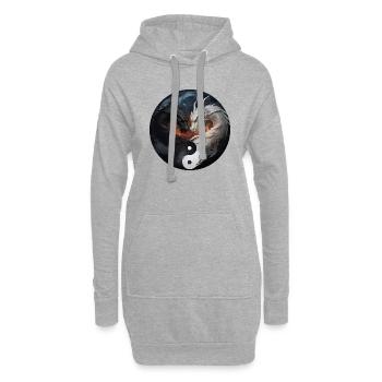 Drachen Yin Yang - Hoodie-Kleid - Grau meliert - Vorne