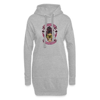 crâne ROSE - Sweat-shirt à capuche long Femme - gris chiné - Devant