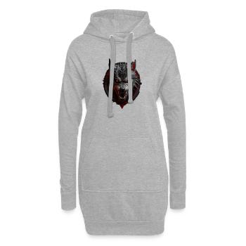 Loup du diable - Sweat-shirt à capuche long Femme - gris chiné - Devant