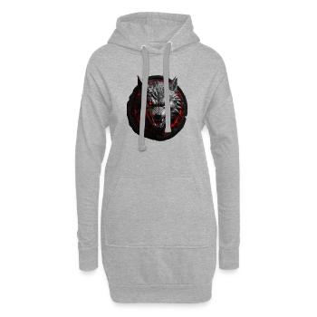 Loup du diable - Sweat-shirt à capuche long Femme - gris chiné - Devant