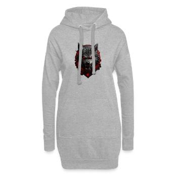 Loup du diable - Sweat-shirt à capuche long Femme - gris chiné - Devant
