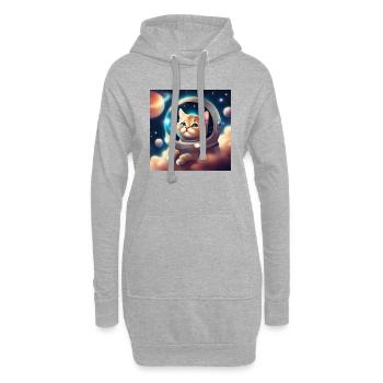 Niedliche Katze im Weltraum - Hoodie-Kleid - Grau meliert - Vorne
