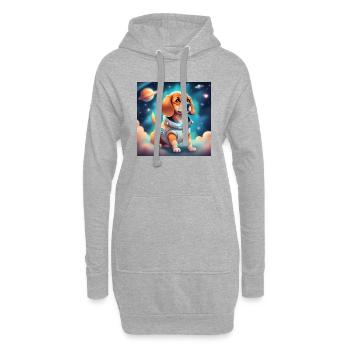 Niedlicher Hund im Weltraum - Hoodie-Kleid - Grau meliert - Vorne