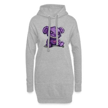 Peluche violette effrayante - Sweat-shirt à capuche long Femme - gris chiné - Devant