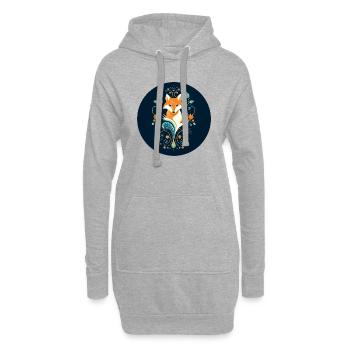 Fuchs mit Ornamenten - Hoodie-Kleid - Grau meliert - Vorne