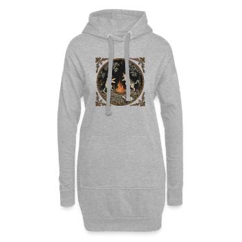 Katzen Tanz Halloween Witch Halloween Wicca - Hoodie-Kleid - Grau meliert - Vorne