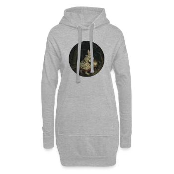 Bunny Vintage Dress Girl in Dark Forest Lantern - Hoodie Dress - heather grey - Front