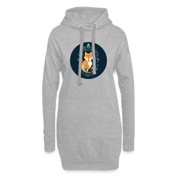 Fuchs mit floralen Ornamenten - Hoodie-Kleid - Grau meliert - Vorne