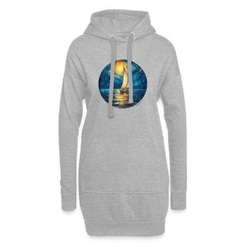 Voilier, Mer, Maritime, Lune, Océan, Nautique - Sweat-shirt à capuche long Femme - gris chiné - Devant