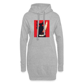 chat What? - Sweat-shirt à capuche long Femme - gris chiné - Devant