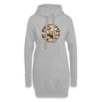 Otter und Lotusblume - Hoodie-Kleid - Grau meliert - Vorne