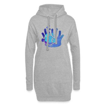 Fisch mit Algen - Hoodie-Kleid - Grau meliert - Vorne