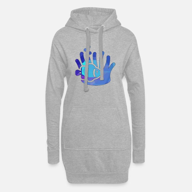Fisch mit Algen - Hoodie-Kleid - Grau meliert