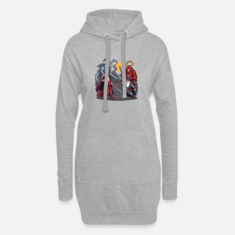 Mythischer Pixel-Abstand - Hoodie-Kleid - Grau meliert