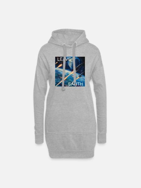 Retro Style Poster Space Travel "Leave Earth" - Hoodie Dress - heather grey