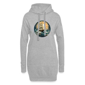 Segelboot Meer Maritime Mond Ozean Nautik T Shirt - Hoodie-Kleid - Grau meliert - Vorne