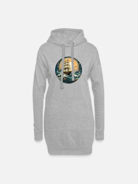 Segelboot Meer Maritime Mond Ozean Nautik T Shirt - Hoodie-Kleid - Grau meliert
