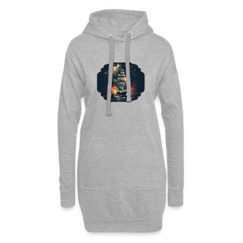 Segelboot Meer Maritime Mond Ozean Nautik T Shirt - Hoodie-Kleid - Grau meliert - Vorne