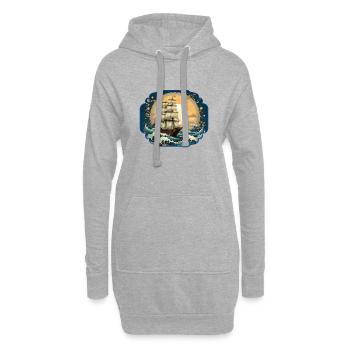 Lune, Voilier, Maritime, Mer, Voilier T-Shirt - Sweat-shirt à capuche long Femme - gris chiné - Devant