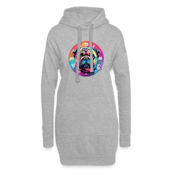 Mon chien adoré - Sweat-shirt à capuche long Femme - gris chiné - Devant