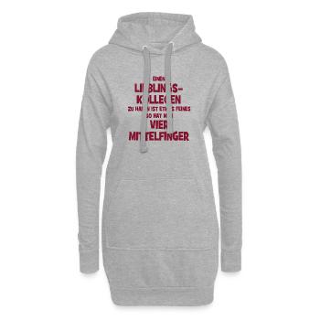 Mit Lieblingskollegen hat man vier Mittelfinger. - Hoodie-Kleid - Grau meliert - Vorne