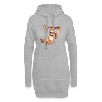 Das lustige Faultier nicht faul - Hoodie-Kleid - Grau meliert - Vorne