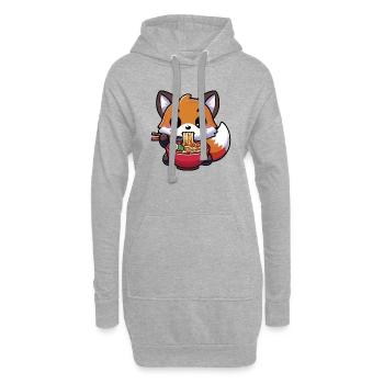 Niedlicher Kawaii-Fuchs isst Ramen - Hoodie-Kleid - Grau meliert - Vorne