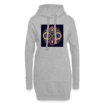 mandala220324 - Sweat-shirt à capuche long Femme - gris chiné - Devant