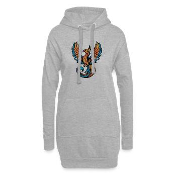 Bunter Phönix mit anmutig fliegenden Flügeln - 1 - Hoodie-Kleid - Grau meliert - Vorne