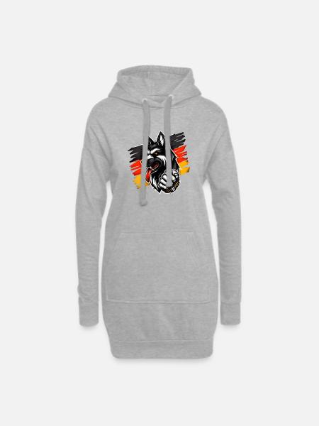 Deutscher Schäferhund mit Deutschlandfahne - Hoodie-Kleid - Grau meliert