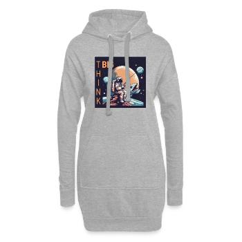 think Big - Mann im Mond angelt - Hoodie-Kleid - Grau meliert - Vorne