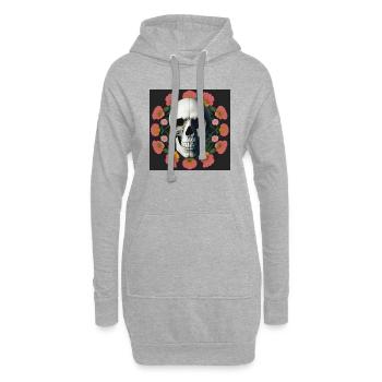 Flower-Skull - Hoodie-Kleid - Grau meliert - Vorne
