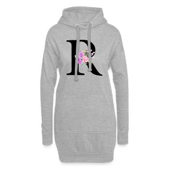Lila Blumenbuchstabe R - Hoodie-Kleid - Grau meliert - Vorne