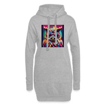 Coole Eule mit Sonnenbrille Popart - Hoodie-Kleid - Grau meliert - Vorne