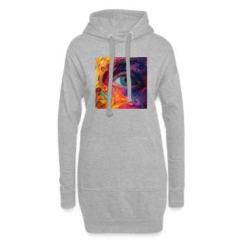 Œil coloré - Sweat-shirt à capuche long Femme - gris chiné - Devant